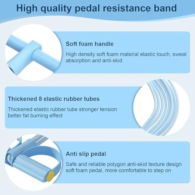 21 Fitness Resistance Bands-8 Tube Pedal Ankle Puller, Stirrup Puller for Exercise - Elastic Yoga Pedal Resistance Band for Full Body Workout, Abdomen/Waist/Arm/Leg Stretching
