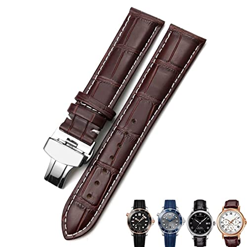 Bracelet montre cuir Omega Seamaster 300 anti usure avec boucle papillon