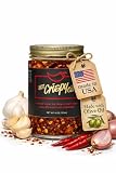 Hot Crispy Oil - Spicy Chili Crisp Blend of Olive Oil, Fresh Crispy Garlic, Shallots & Hot Chili Peppers - Designed for Pizza, Pasta, Eggs, Bread & More - Made in USA - Mild Heat - 6 fl oz - Original