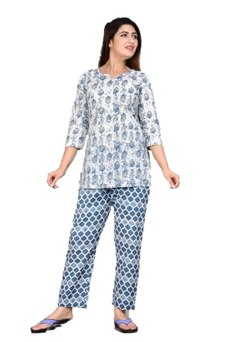 Image of Kuruti B Sheets Women's Printed Night Suit Set | Soft & Breathable Top and Pyjama Set for Women | Stylish Relaxed Fit Sleepwear for Everyday Comfort | Perfect Lounge Wear for Home & Travel