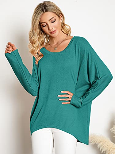Image of ZANZEA Women's Off The Shoulder Batwing Tops Casual Loose Oversized Tshirts Long Sleeve Fall Pullover Sweater Tops