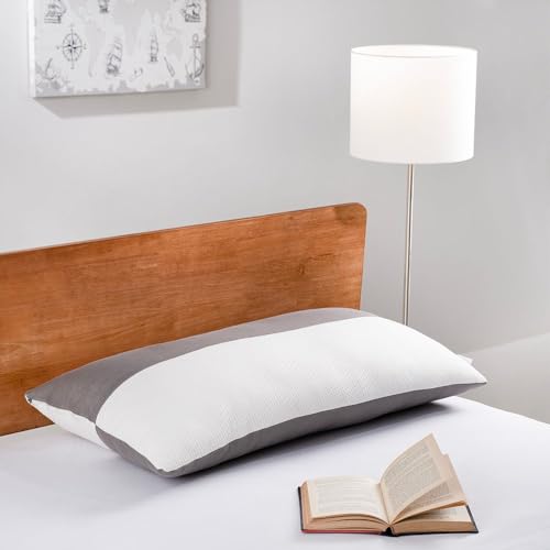 Image of Wakefit Sleeping Pillow | Height Adjustable | Soft & Fluffy Comfort | White & Grey | 27 x 16 Inch | Set of 1 |Free Extra Filling for Custom Comfort