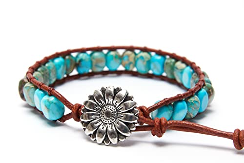 Image of 7 Chakra Bracelet Bohemian Handmade Leather Wrap Healing Protection Natural Stone Yoga Beaded Bracelets Boho Friendship Jewelry