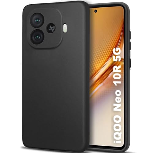 Image of TheGiftKart Sleek Back Cover Case for iQOO Neo 10R 5G | Slim Fit Protective Design | Ultra Matte Finish | Camera Protection Bump | Soft Silicon Back Cover Case for iQOO Neo 10R 5G (Silicone, Black)