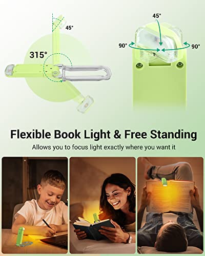 Image of DEWENWILS Amber Book Light for Reading, USB Rechargeable, 3 Brightness Levels, Blue Light Blocking, Kids & Adults (Green)