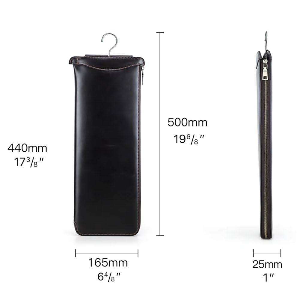 Porta Cravatte in Pelle con Gancio, Borsa Portatile per Due Cravatte, Ideale per Viaggi d'Affari E per L'uso Quotidiano.