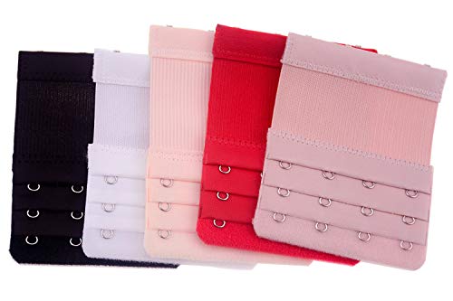Wowlife Elastische BH-Verlängerung für Damen, 4 Haken, 3 Reihen, Verlängerungsriemen, 5 Stück Cover