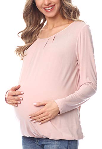 Be Mammy Maglia Premaman a Manica Lunga BE20-220(Rosa Cipria, M)