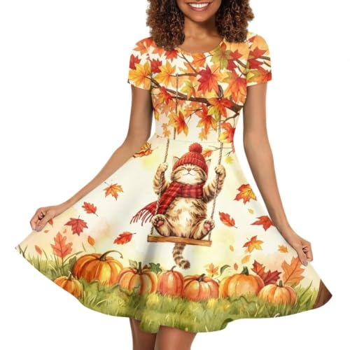 Image of AFPANQZ Womens Casual Summer Lightweight Vintage Dress Short Sleeve Midi Dress Knee-Long Luxury Formal Dress