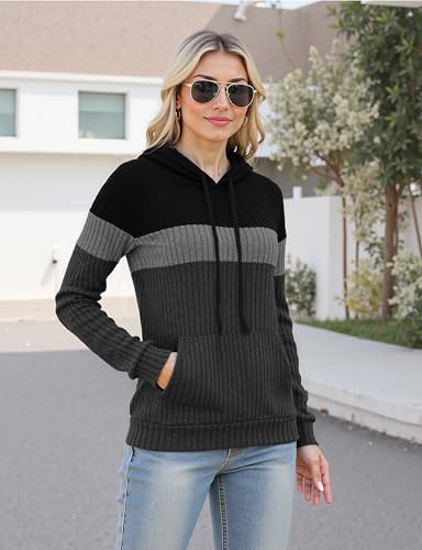 Tricot aux couleurs contrastées pull à capuche femme coupe ample