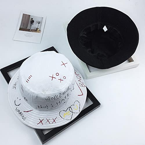 Baoblaze 2x Graffiti Folding Bucket Hat Chapéu de Sol Ao Ar Livre Primavera Hip Hop Bucket Cap