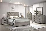 Kings Brand Furniture Napa Farmhouse 6-Piece Bedroom Set - Bed Frame with Headboard, Chest, Dresser and Mirror and 2 Nightstands (King Size)