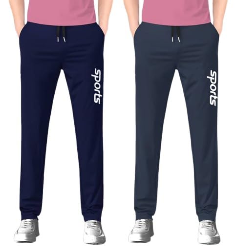 eystone Track Pants for Men || Activewear Pants || Men’s Joggers Polyester with 2 Side Zipper Pockets Casual Trousers Stretchable (Sports | Gym | Yoga) (White Sports 1)(Pack of 2)-picture-16