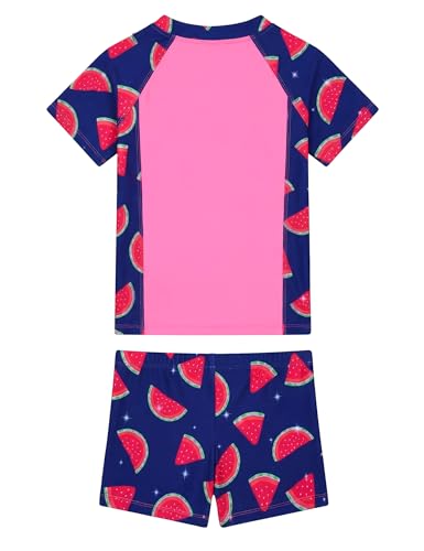 Image of Girls Swimsuit 2 Piece Rash Guard Set Short Sleeve Bathing Suits UPF 50+ Summer Beach Swimwear