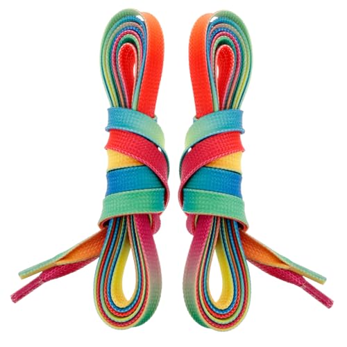balacoo 1Pair Rainbow Gradient Skate Laces Waxed Sports Shoe Laces for Ice Hockey Figure Skating Durable Easy to Install for Roller Speed Skates