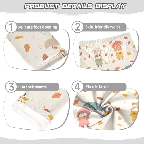 Girls Leggings Cute Animals in Raincoats with Umbrellas Toddler Girls Clothes Leggings for Girls Toddler Girls Leggings 3-4T3
