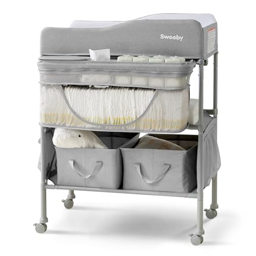 Sweeby Foldable Baby Changing Table with Mobile Organizer