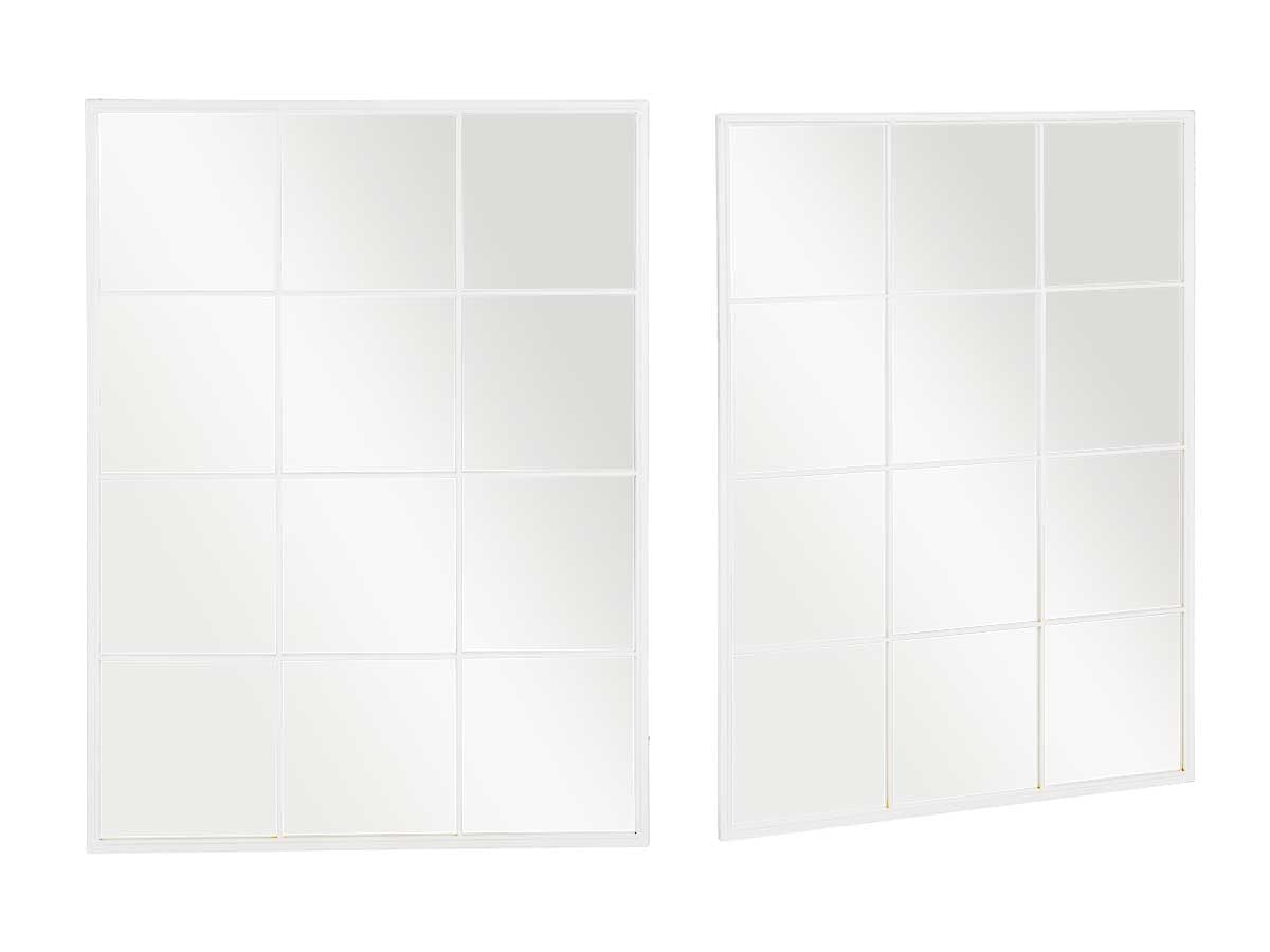 Espejo de Pared Estilo ventanal Industrial, forja Hierro Blanco. para Salon, Comedor, recibidor, baño, vestidor... Colocación Vertical y Horizontal. Diseño Moderno y Elegante. (Blanco, 120x90cm)