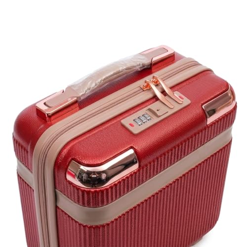 Image of Cosmetic Bag Case Travel Hand Luggage Small Portable Carrying Suitcase Makeup Case for Women Organizer Box Vanity Mini Suitcase (Red)