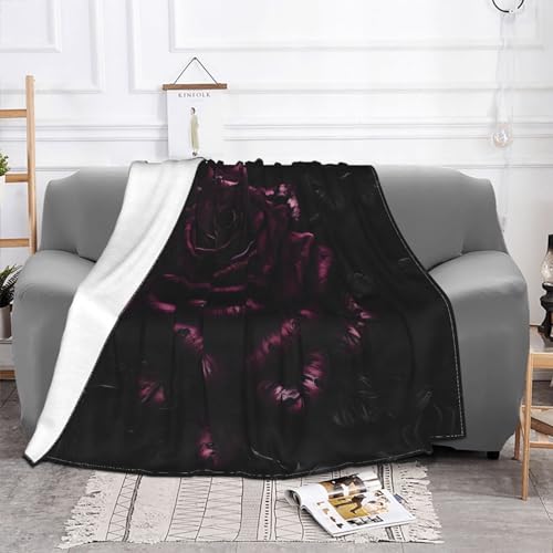 Couverture flanelle chaude et légère à imprimé rose gothique