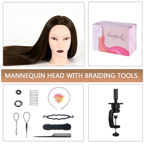 Tête de mannequin de 73,7 cm avec support de table et outils de tresse