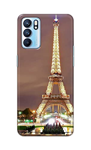 Image of PRINTFIDAA Lovers Famous Place Eiffel Tower in Paris Printed Designer Hard Case for Oppo Reno6 5G, Oppo Reno 6 5G Back Cover -(e) RPM1009