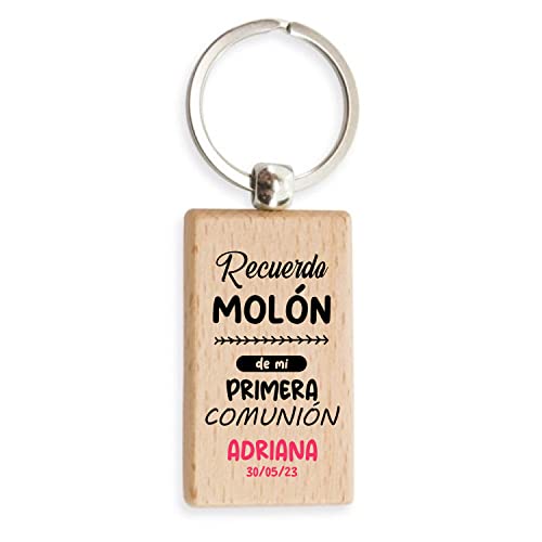 Lote 20 llaveros primera comunión personalizados frase Recuerdo Molón - Llaveros Madera Originales, Regalos, Detalles y Recuerdos de Comunión