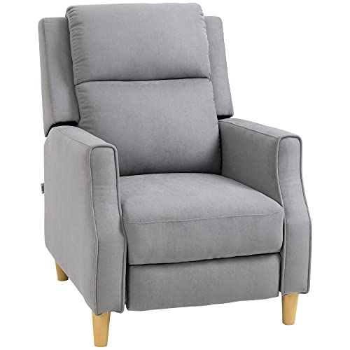 Homcom Manual Recliner Chair With Footrest, Thick Padded Headrest And Back, Sofa Chair For Living Room Bedroom, Gray #TOP29