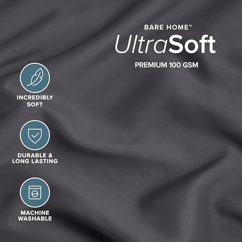 Image of Bare Home Microfiber Body Pillow Cover - Ultra Soft - Cooling Pillowcase - Double Brushed - Pillowcase with Zipper Closure - Easy Care (21''x54'' Body Pillow Cover, Forged Iron Grey)