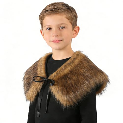 Capa de piel sintética vikinga para niños miniatura 3