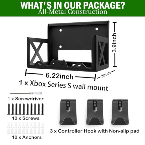 Image of Wall Mount Kit for Xbox Series S,Steel Mount Includes Detachable Controller Holder and Headphone Stand （NOT for Xbox ONE S）