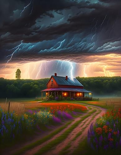 Orage Erupts Over an Old poster toile SERENDIPITP décoration murale chambre 58x90