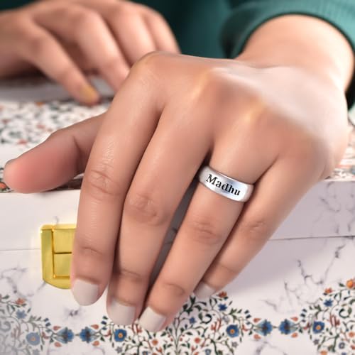Image of Sechi 925 Sterling Silver Plain Customized Band Ring for Mens and Women | 925 Stamped Stacking Thumb Finger Ring Boys & Girls | Gift for him her | Chandi Ring | Thumb Ring |Unisex Jewellery