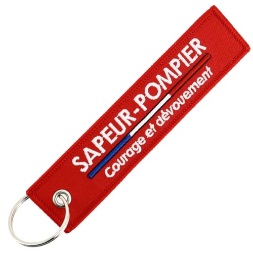CLJ - Porte-clés - Sapeur Pompier - Courage et dévouement - Rouge Pompier - Métiers -