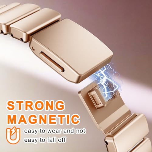 Image of Magnetic Slim Metal Band Compatible with Apple Watch Bands for Women Series 11 10 46mm 45mm 44mm 42mm SE 9 8 7 6 5 4 38mm 40mm 41mm 3 /2 /1,Luxury Stainless Steel Strap Silicone Link For iwatch
