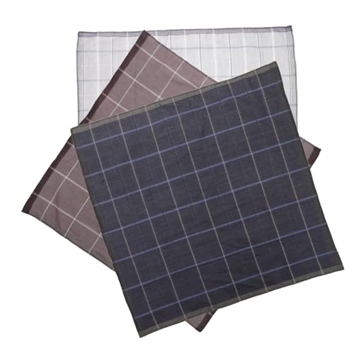 JEWEDECO 3pcs Cotton Men's Handkerchiefs Pocket Square Gentleman's Handkerchief Cotton for Men Vintage Style Present