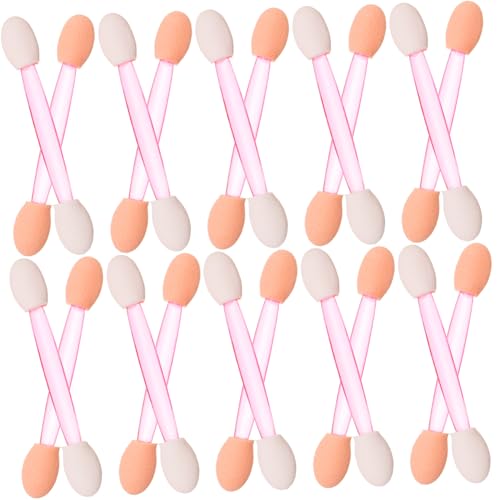 FOMIYES 100pcs Disposible Eyeshadow Stick Brush Double-ended Makeup Tools Comfortable Material Easy to Apply Travel-friendly for Women