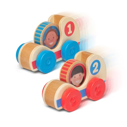 Melissa & Doug GO Tots – Coches de Carreras de Madera (2 Coches, 2 Discos)   Certificados FSC
