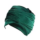 Qhome cap Luxury Pleated Velvet Turban Hijab Extra Long Tube Indian Headwrap Scarf Tie,Tjm-38-green,IN