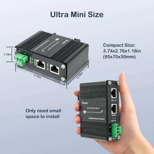 Inyector 10G PoE+ Industrial Adaptador Gigabit PoE+ - 10/100/1000Mbps/2.5G/5G/10Gbps, IEEE802.3af/at, entrega 15.4W (PoE) o 30W (PoE+), para cámara IP/Punto de acceso inalámbrico/Teléfono IP miniatura 6