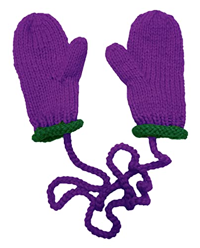 BIBITIME Knitted Gloves Women Winter Mittens Handmade Braided Rope Double Color (One Size for Adult, Purple)