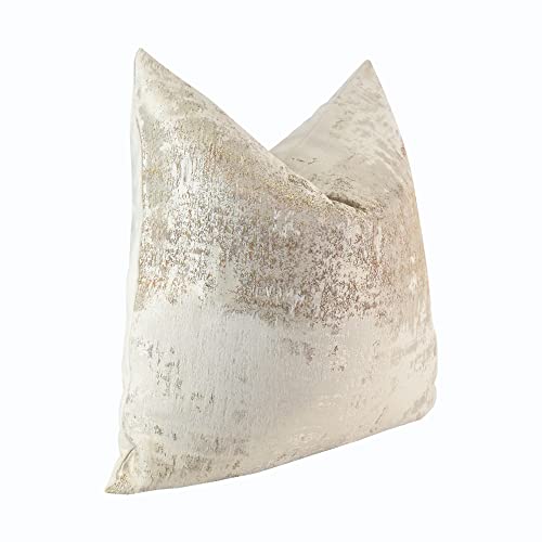 The-Tinoart Off White Beige Gold Throw Pillow Covers Luxury Modern Velvet & Polyester Cushion Case Boho Throw Pillow Cover Decorative Pillow For Couch Sofa Living Room Bedroom Car 24 X 24Inches #TOP2