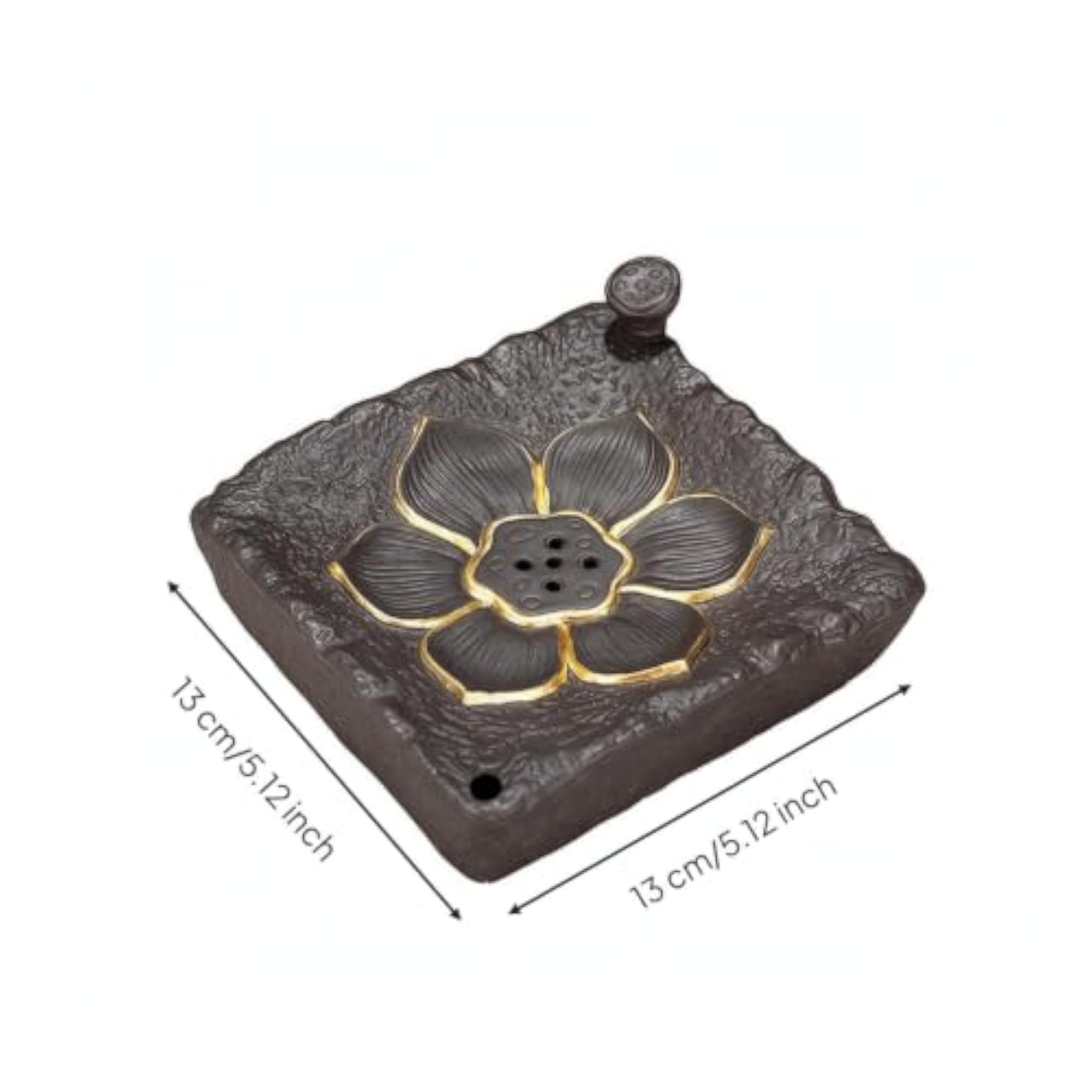 Giftable Violet Clay Teapot Stand, Textured Lotus