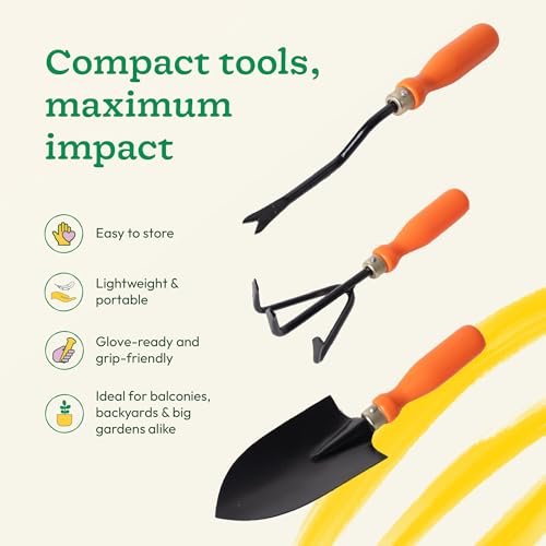 Image of UGAOO Gardening Tools Kit for Home Garden - 3 Pcs Garden Tools Set with Wide Trowel, Cultivator, Weeder | Heavy Duty Planting Tools & Garden Accessories for Home Gardening