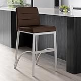 Zuri Furniture Lynx Counter Height Contemporary Bar Stool with Metal Base - Brown