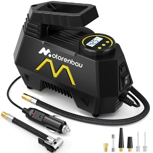 Tire Inflator Portable Air Compressor, Air Pump for Car Tires-9.84 Ft Cord,12V DC-Powered Auto Pump with Digital Pressure Gauge,Emergency LED Light, Car Accessories for Motorcycle Bicycle Ball Balloon