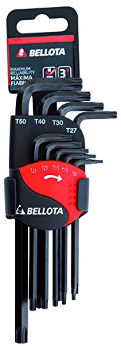 Bellota 6459-9 TIP - Pack de 9 llaves torx punta inviolables, pavonadas...