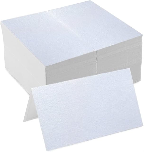 50 Pcs White Table Cards,Textured Table Tent Cards Seating Place Cards for Weddings Banquets Dinner Parties 100 x 100 mm