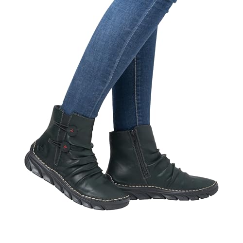 Rieker Damen Klassische Stiefeletten 55052, Frauen Stiefeletten,reißverschluss,gerafft,Boots,Stiefel,Bootee,Booties,grün (54),38 EU / 5 UK