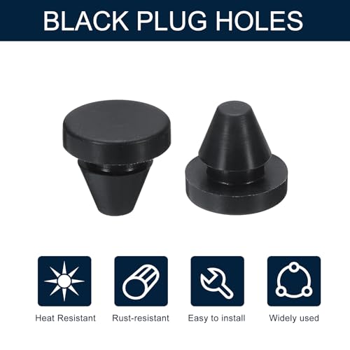 Image of uxcell 10pcs Hole Plug 5 /16 Inch (6mm) Button Plugs Fit for 6mm Hole, Snap in Locking Hole Tube Plug Silicone Tube Waterproof Plug Tube Plug, Black